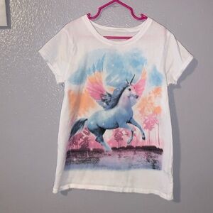 The Children’s Place White Magical Unicorn Scene Short Sleeve Shirt